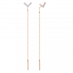 Längliche Ohrhänger als Durchzieher, Russisches Rotgold 585, mit Zirkonia, Länge ca. 75 mm