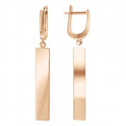 Earrings, russian red gold 585, width approx. 6 mm, height approx. 43 mm
