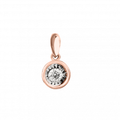 Beautiful pendant, Russian red gold 585, with a dancing brilliant 0.027 ct. HSI, height approx. 15 mm