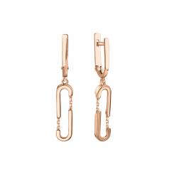Earrings, russian red gold 585, height approx. 35 mm