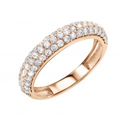 Women's ring, russian red gold 585, with zirconia, width approx. 4 mm, weight of the piece of jewelry: approx. 2,40 gr. 
