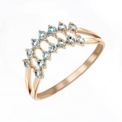 Women's ring, russian red gold 585, with topaz, width approx. 7 mm, weight of the piece of jewelry: approx. 1,96 gr.
