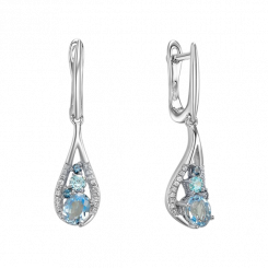 Wunderschöne Ohrhänger, Silber 925, mit blauen, grünen und farblosen Zirkonia, Höhe ca. ? mm