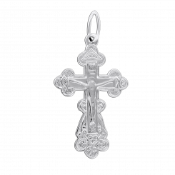 Beautiful cross pendant made of 925 sterling silver with the engraving “Спаси и сохрани”, height approx. 45 mm