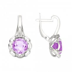 schöne Ohrhänger, Silber 925, Amethyst und Zirkonia, Höhe ca. 21 mm