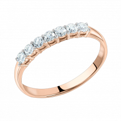 Splendid women's ring, red gold 585, with brilliant-cut diamonds 0,42 ct. GSI