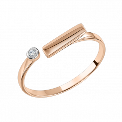 Women's ring with diamond, Red gold 585, Diamond 1 pieces 0,02 ct. GSI