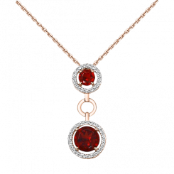 wunderschönes Collier aus Rotgold 585, mit Zirkonia und Granat, Länge ca. 45-50 cm