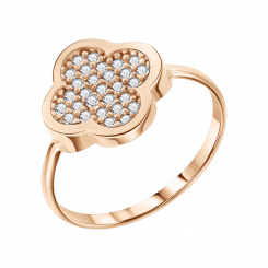 Damenring, Russisches Rotgold 585, mit Zirkonia