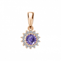 Pendant, russian red gold 585, with zirconia, height approx. 15 mm, weight of the piece: approx. 0,85 gr. 