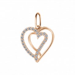 Pendant, russian red gold 585, with zirconia, height approx. 22 mm, weight of the piece: approx. 1,19 gr. 