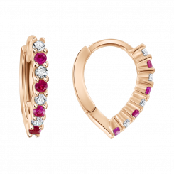 Ohrhänger, Russisches Rotgold 585, mit Zirkonia, Höhe ca. 12 mm