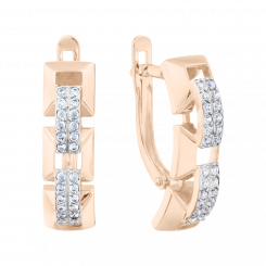 Charmante Ohrringe aus Rotgold 585, mit 48 Zirkonia, Höhe ca. 20 mm