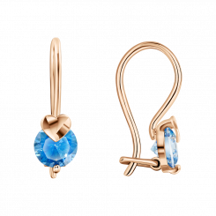 Earrings, russian red gold 585, with zirconia, height approx. 16 mm, weight of the piece of jewelry: approx. 1,16 gr.