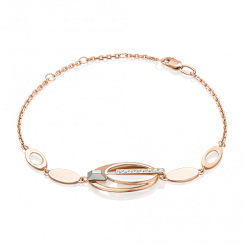 Bracelet, russian red gold 585, with cubic zirconia, length approx. 16-20 cm