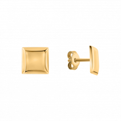 Attractive square stud earrings, yellow gold 585, size approx. 7x7 mm