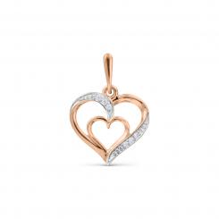 Modern pendant, russian red gold 585, with zirconia, height approx. 21 mm