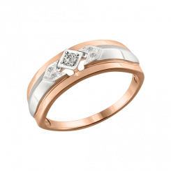 Attractive women's ring in red gold 585 with brilliant-cut diamonds 0.069 ct. WSI