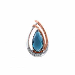 Amazing pendant, red/white gold 585, diamonds 0,037 ct. WSI, with London blue topaz, height about 21 mm.