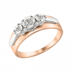 Magnificent women's ring in red/white gold 585, with brilliant-cut diamonds 0,12 ct. WSI