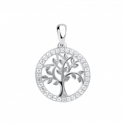 Anhänger "Baum des Lebens" mit Zirkonia, Silber 925, Höhe ca. 28 mm, Durchmesser ca. 24 mm