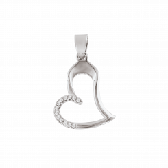 ausgezeichneter Anhänger Herz, Silber 925, Zirkonia, Höhe ca. 24 mm