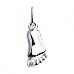 Entzückender Anhänger "Baby Fuß" in Silber 925, mit 1 Zirkonia, Höhe ca. 18 mm