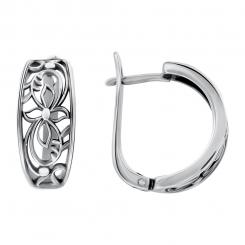 Earrings in 925 silver with filigree floral openwork pattern