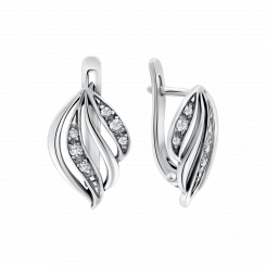 Earrings in 925 sterling silver with cubic zirconia, height approx. 19 mm