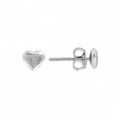 Attraktive herzförmige Ohrstecker, Silber 925, mit 2 rosa Zirkonia, Höhe ca. 6 mm