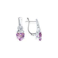 entzückend Ohrhänger, Silber 925, mit Amethyst - Größe ca. 6x6 mm, und Zirkonia, Höhe ca. 16 mm