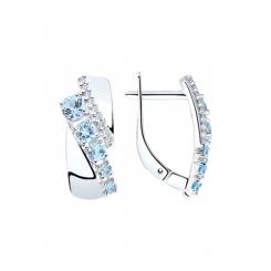 Schöne Ohrringe aus Silber 925, mit 10 Topas Sky blue und 18 Zirkonia, Höhe ca. 18 mm