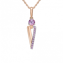 Anhänger aus Rotgold 585 mit Amethyst im modernen linearen Design