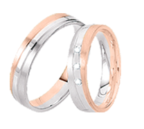 Wedding rings in red/ white gold 585, width approx. 4.5 mm, no. R811V1/TR with brilliant-cut diamonds 0.06 ct. WSI. / Price for 1 ring