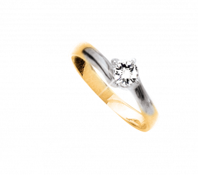 Lovely women's engagement ring in yellow/white gold 585, with a brilliant-cut diamond 0,35 ct. WVS. 