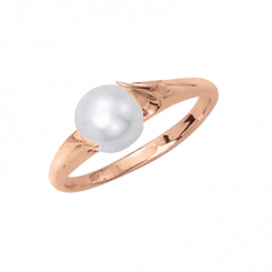 Noble women's ring, red gold 585, with a natural pearl