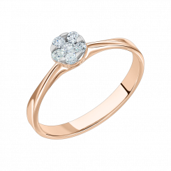 Elegant women's ring made of 585 red gold, with inserts of 6 diamonds, 0.20 ct. GSI
