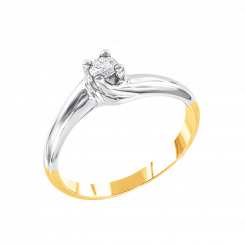 Women's ring, white/yellow gold 585, with diamond approx. 0,13 ct. IVS