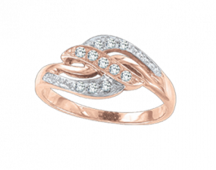 Amazing ladies ring, red gold 585, with zirconia, weight about 3,1 g.