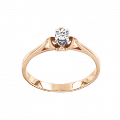 Impressive women's engagement ring in red gold 585, with a brilliant-cut diamond 0,022 ct. WSI