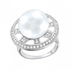 stylish Ladies Ring, Silver 925, pearl, zirconia