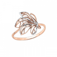 Exquisite women's ring, red gold 585, with diamond facets