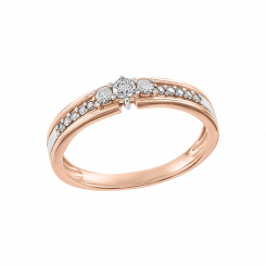 Великолепное женское кольцо из красного золота 585 пробы с бриллиантами 0,22 ct. WSI.