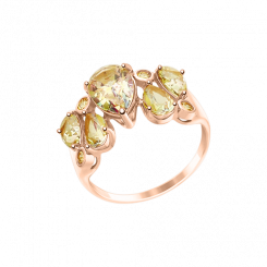Gorgeous women's ring, red gold 585, with zirconia and topaz Swarovski