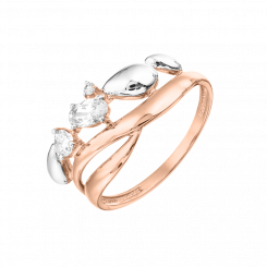 Lovely women's ring, red gold 585, with zirconia