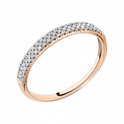 Gorgeous women's ring, Red gold 585, with brilliant-cut diamonds 46 pieces, 0.18 ct. GSI