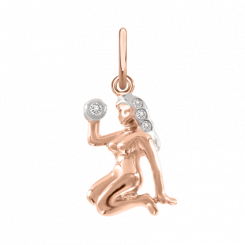 Pretty pendant Zodiac sign - Virgo, 24.08-23.09, red gold 585, with 4 zirconia, height approx. 25 mm