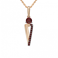 Anhänger aus Rotgold 585 mit Granat im modernen eleganten Linien-Design