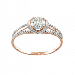 Прекрасное женское кольцо из красного золото 585 пробы, с фианитами Swarovski.