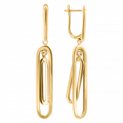 Modern earrings, yellow gold 585, height approx. 48 mm